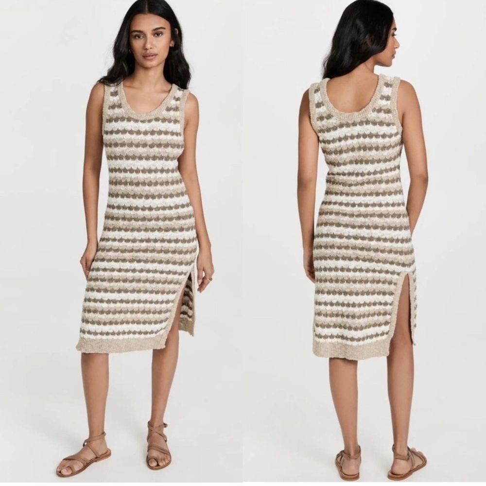 NWT Ramy Brook Nori Sleeveless Crochet Dress in Neutral Combo sz L